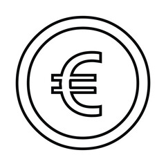 Euro Coin Currency Symbol Outline Icon - European Finance Money Sign Vector