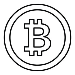 Bitcoin Coin Outline Icon - Cryptocurrency Digital Money Symbol Vector