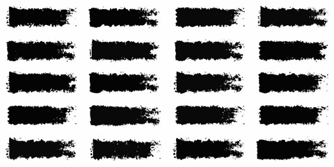 Obraz premium Collection of twenty black textured brush stroke rectangles on a white background
