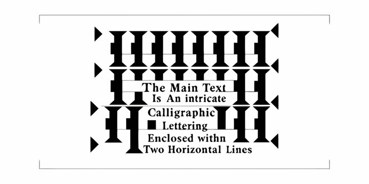 Intricate calligraphic lettering enclosed within two horizontal lines and decorative borders