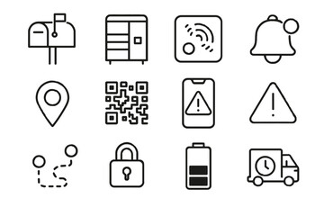 Icon route postal notification bell mechanism status alert box smart panel vector