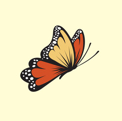 A very beautiful colored cartoon butterfly animal animated costume vector image design, and very suitable to be used as a picture on a t-shirt or as an emoticon