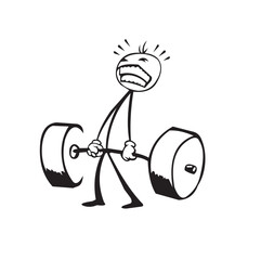 Vector image design of a cartoon animated costume lifting iron weights, very cute and interesting, suitable for use as a t-shirt image or poster image.