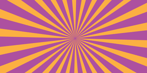 Orange and light green sunburst background with radial stripes isolated on white background