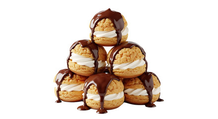 Indulge in creamy delights with decadent chocolate sauce cascading over fluffy pastries, a perfect sweet treat for any occasion.