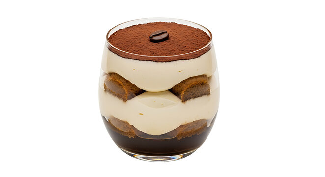 Indulge in a decadent layered tiramisu dessert presented elegantly in a glass, perfect for showcasing gourmet treats and sweet temptations.