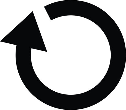 Black circular arrow symbol on a white background representing refresh or reload repeat