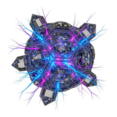 Geometric Crystal Structure with Interconnected Branches and Neon Lights abstract science