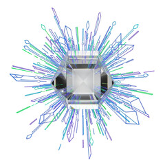 Geometric Crystal with Radiant Circuit Board Lines Keywords: crystal, geometric, abstract, technology, futuristic, circuit board