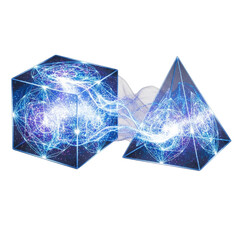 Geometric Sacred Geometry Cube and Pyramid with Cosmic Energy Flow geometric shapes