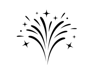 Simple hand drawn black fireworks burst with stars
