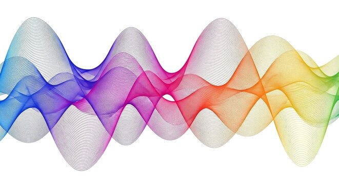 Abstract colourfull wavy lines graph isolated on white background