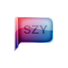Glossy Rectangular Speech Bubble Icon with SZY Text and Gradient Colors message