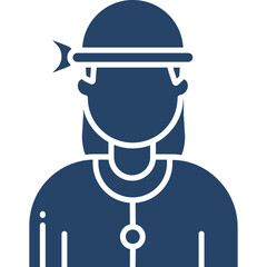Blue Silhouette Of A Person Wearing A Headband And A Bandana In The Back On A Transparent Background With No Face Visible