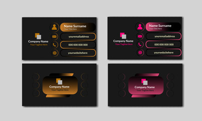 Minimal design business card in a black layout.