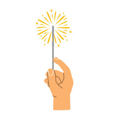 hand holding a burning sparkler, symbol of Christmas and New Year’s Eve celebration, perfect for festive and holiday designs- vector illustration