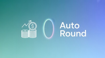 Digital Auto Round-Up Savings Feature: Glowing Stack of Dollar Coins with an Upward Arrow and a Circular Animation, Symbolizing Automated Micro-Investment and Wealth Accumulation 
