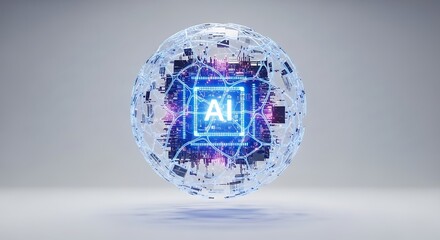 Artificial intelligence sphere concept digital circuit connection technology innovation