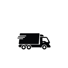 Black delivery truck icon with motion lines transport 1
