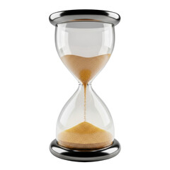 Hourglass with Flowing Sand and Silver Frame on Black Background time clock