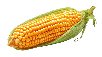 Fresh corn on the cob isolated on white background for food photography, cooking, healthy eating, and farm produce