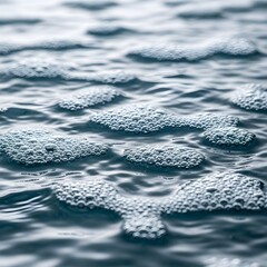 Macro View of Bubble Clusters on Rippling Water Surface ( Oceanic Texture )
