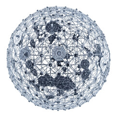 Intricate 3D Wireframe Sphere With Geometric Internal Structure graphic design