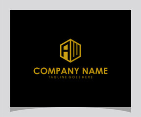 Modern Hexagonal Logo Design with Monogram AW and Placeholder Company Name and Tagline