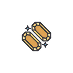 Gold bars, treasure, medieval wealth icon, shiny resource illustration.