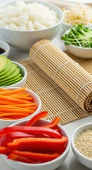 Fresh Ingredients for Sushi Making.