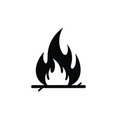 Black fire icon on white background flame heat