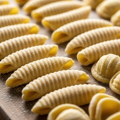 Freshly Made Italian Pasta Shapes Ready for Cooking.