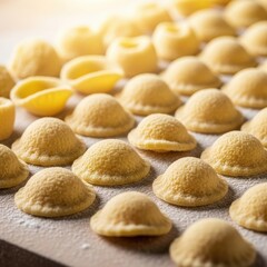 Freshly Made Orecchiette Pasta Arranged on a Surface.