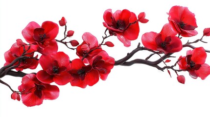A bunch of red flowers on a white background