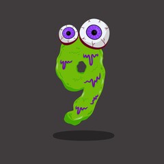 Cartoon Halloween numbers, zombie numbers, 1 to 10 numbers ,evil type, funny scary typeface, spooky monster numbers. Vector Halloween numbers .
