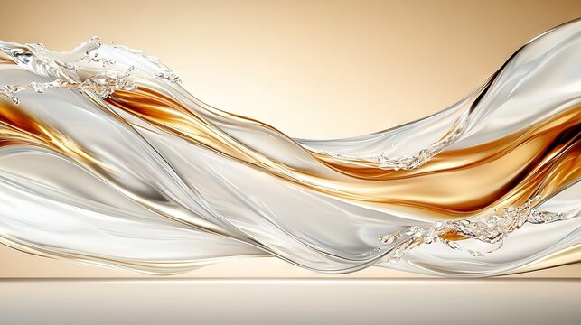 A gold and silver wave of water on a beige background