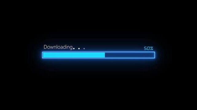 Neon Downloading process with progress bar. Vertical shot. progress bar loading downloading files to download complete .4k video animation, download, downloads, editable, element, 