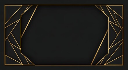 Abstract Art Deco Style Golden Geometric Frame on Dark Background. Luxury Modern Template for Invitation, Certificate, Banner, and Premium Event Backdrop