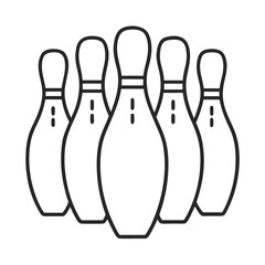 Fototapeta premium Simple line art illustration of five bowling pins