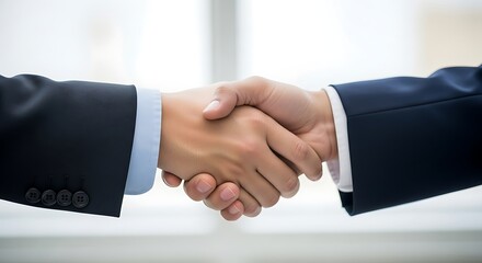 Obraz premium business handshake agreement between businessmen and partners