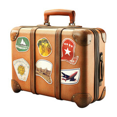 Vintage suitcase adorned with travel stickers evokes nostalgia for past journeys