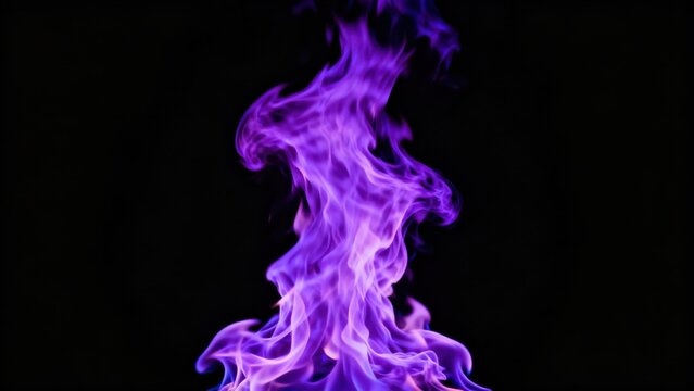 Intense violet flame rises against a deep black background
