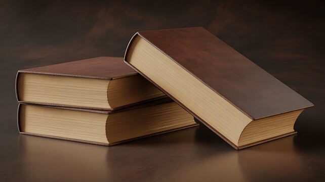 Stack of old brown books