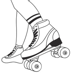 Close Up of Legs Wearing Roller Skates and Striped Socks rollerblading skating