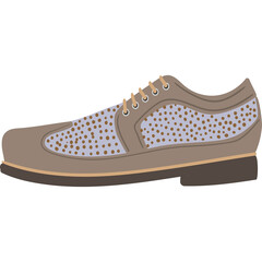 Brown Leather Oxford Shoe With Light Blue Panels And Brown Laces Against A White Background With A Transparent Background.