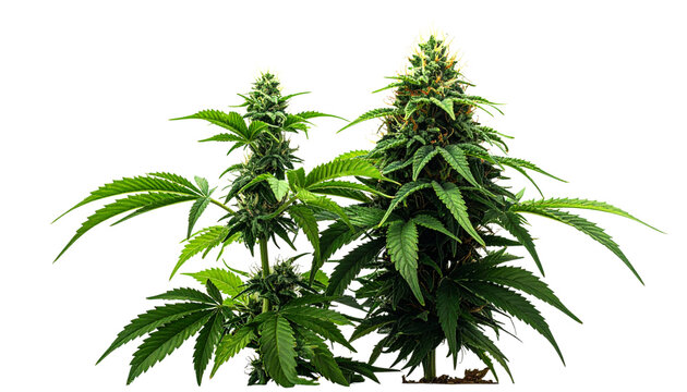 Two variations of cannabis plant isolated on transparent background
