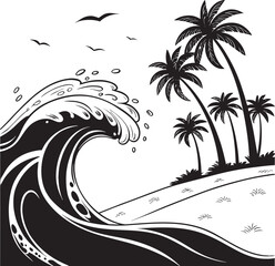 vector illustration of a tropical island