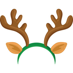 Brown Reindeer Antlers With Small Round Ears Attached To A Green Headband On A Transparent Background