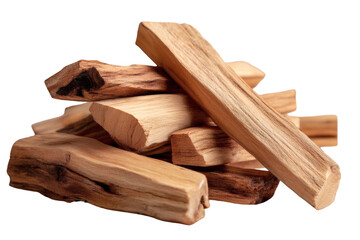 Stack of Dry Firewood or Chopped Wood Logs, Natural Wood Fuel, Isolated PNG Element with Transparent Background