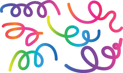 Colorful Gradient Swirls and Curls on White Background abstract bright